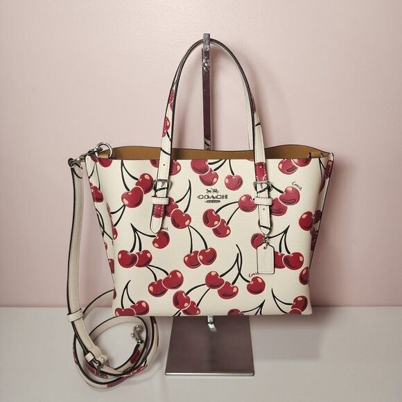 NWT COACH CY695 Mollie Tote Bag 25 With Cherry Print Leather - Picture 1 of 12